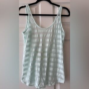 PINK Mint Green Striped Women's Sheer Tank Top